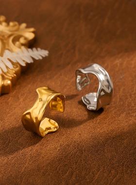 钛钢轻奢情侣对戒电镀开口款