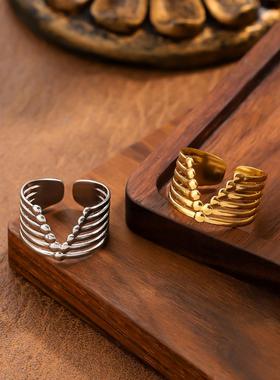 时尚V形开口极简钛钢戒指