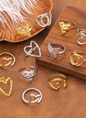 爱心戒指不锈钢简约真金电镀