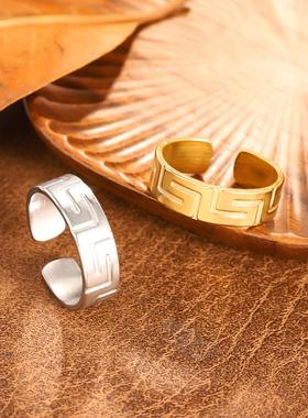 欧美简约高级感钛钢开口戒指