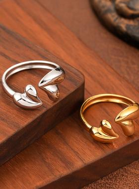 欧美爱心光面真金电镀戒指