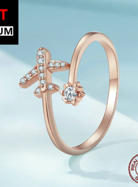 饰品跨境飞机锆石开口戒时尚流行纯银戒指s925指环跨境银饰品女