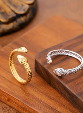 复古朋克双蛇不锈钢戒指