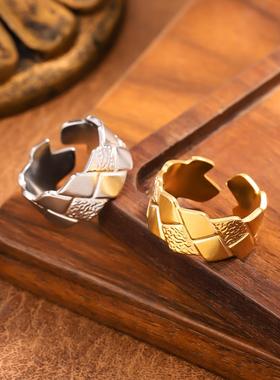 钛钢情侣对戒简约复古不掉色