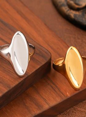 轻奢钛钢镀金几何戒指男