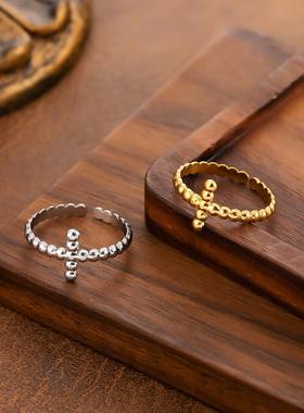 冷淡风不锈钢十字戒指女款