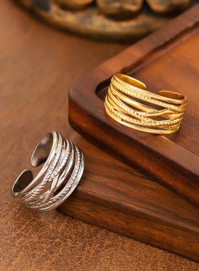 ins风不锈钢镀金开口戒指