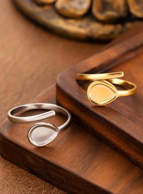 欧美ins风18k镀金几何女戒