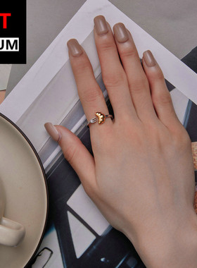 百搭原创饰品爆款纯银s925牛角包开口戒指双色电镀小巧指环手饰女