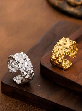 钛钢金色潮流男女戒指批发