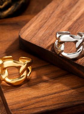 艾芙乐百搭爱心排列镂空戒指s925