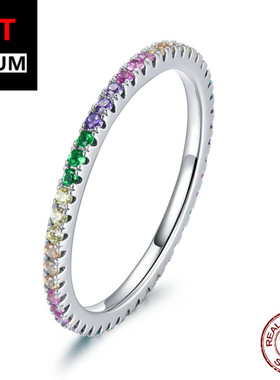 原创跨境外贸纯银s925彩虹戒指女