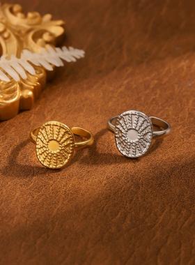 ins风不锈钢个性纹理戒指