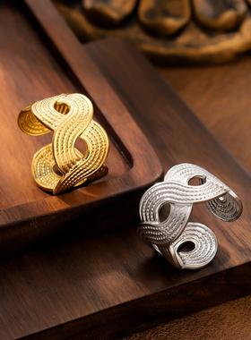 几何扭曲不锈钢个性钛钢指环