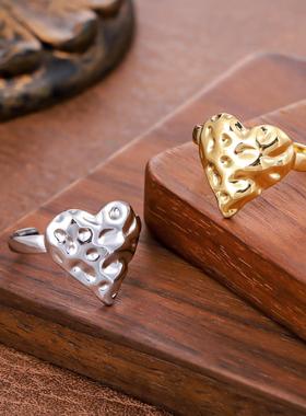 欧美风不规则心形不锈钢女戒