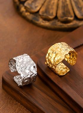 欧美不规则钛钢可调戒指女