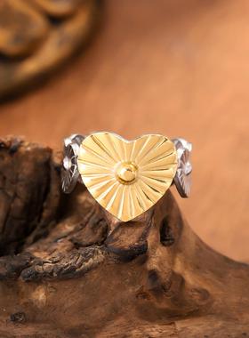 欧美风双色可调简约戒指