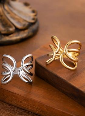 简约风镂空不锈钢嘻哈戒指