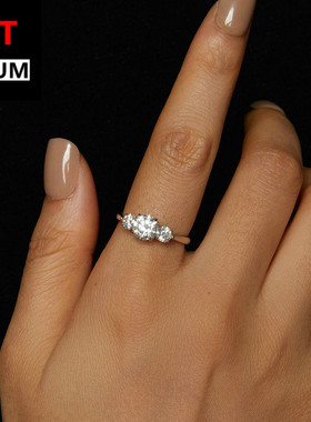 百搭轻奢1克拉莫桑石开口戒指s925纯银镀白金钻戒开口可调节女