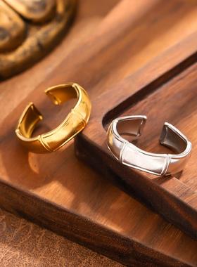 不锈钢竹节复古戒指男款