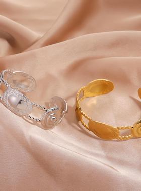 艾芙乐纯银S925镂空心形手链镀