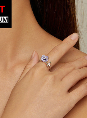 饰品跨境三色堇渐变开口戒指s925纯银花朵手饰指环可调节饰品女