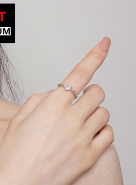 跨境百搭饰品配饰S925纯银链条锆石心形戒指女士爱心指环饰品跨境