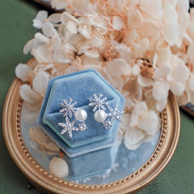 雪花气质精致耳钉925纯银轻奢