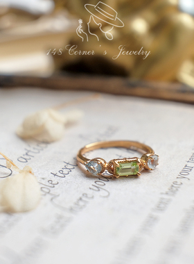 925银复古橄榄石托帕石戒指