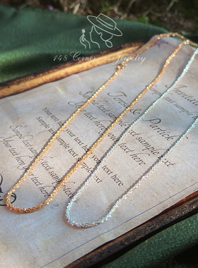 意大利VICENZA闪闪s925纯银镀金波光粼粼闪光细锁骨链素链裸链项