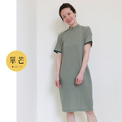 轻东方X型针织素色立领包边刺绣