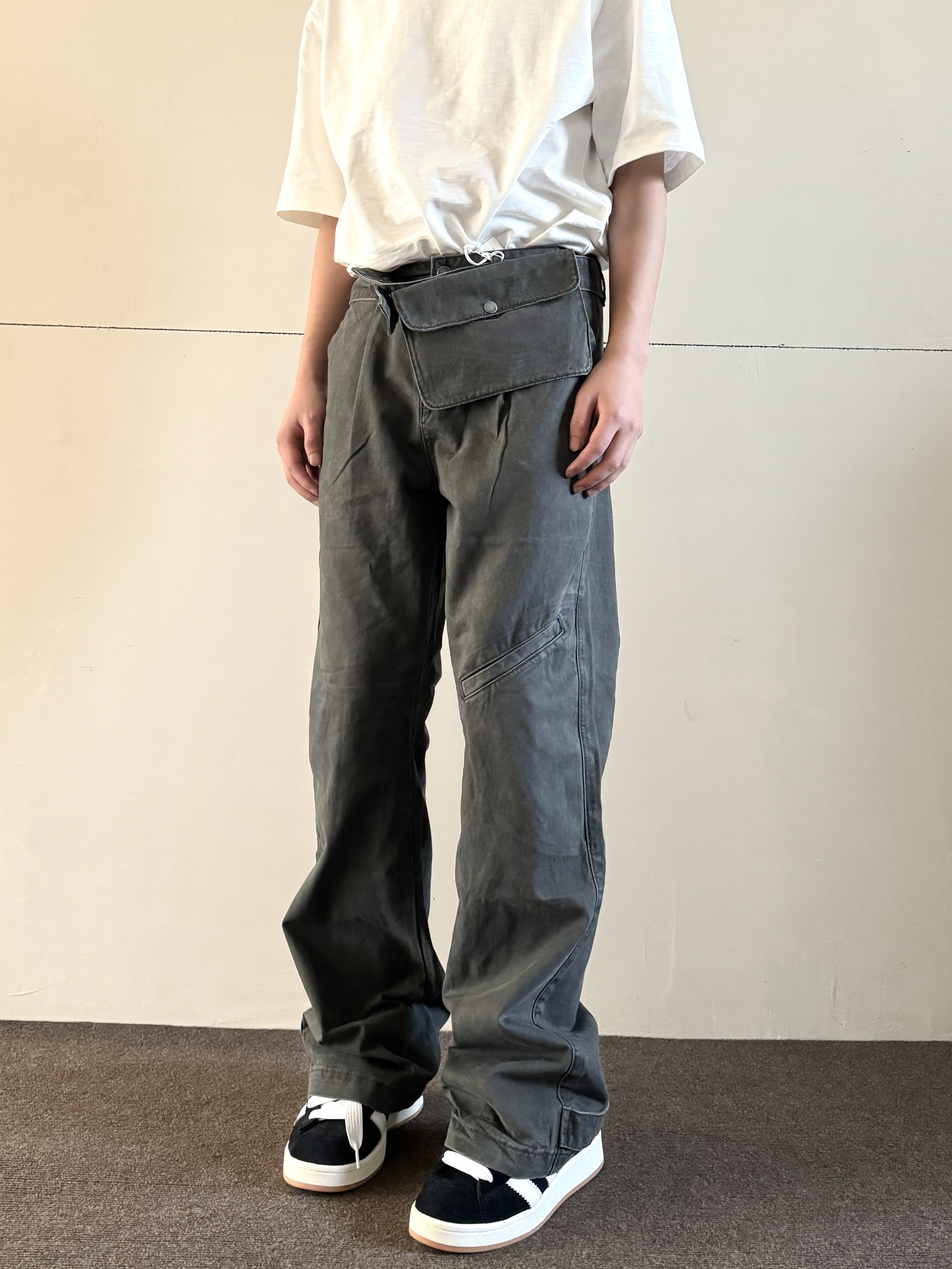 soxiox夏vintage口袋工装裤