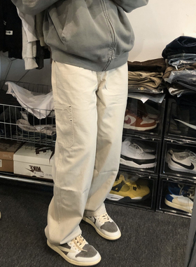 soxiox美式工装牛仔裤男女款夏季复古阔腿cleanfit休闲高弹力裤子