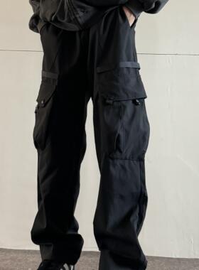 soxiox秋季美式冲锋裤男女直筒机能工装休闲裤潮牌慵懒松弛感裤子