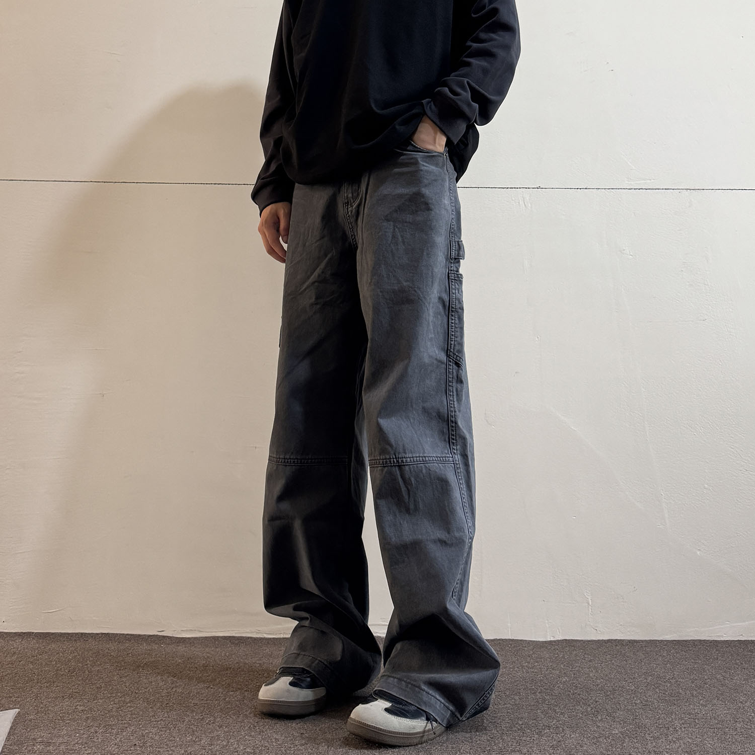 soxiox秋冬水洗美式工装裤男女款直筒宽松休闲百搭痞帅高级感裤子