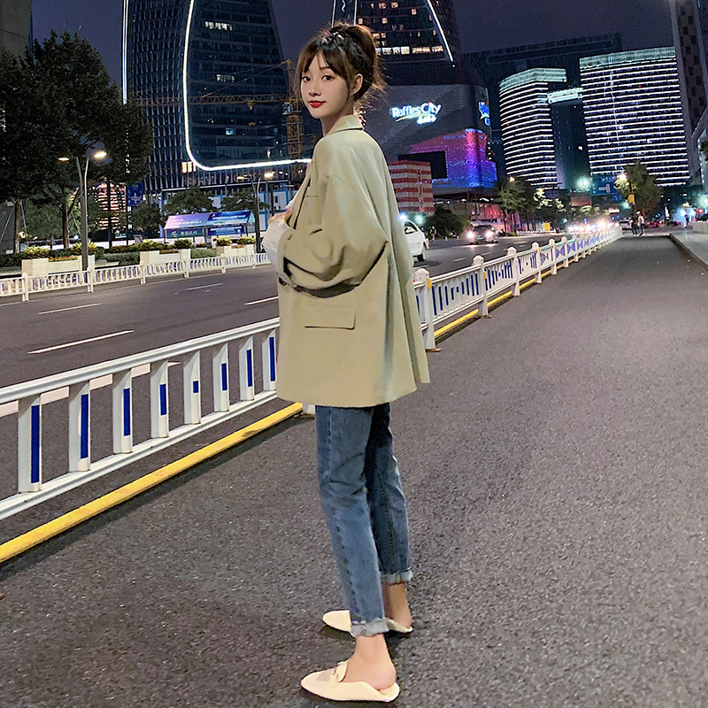 小西装外套女2019网红春秋新款宽松英伦风韩版西服设计感小众休闲11-05新券