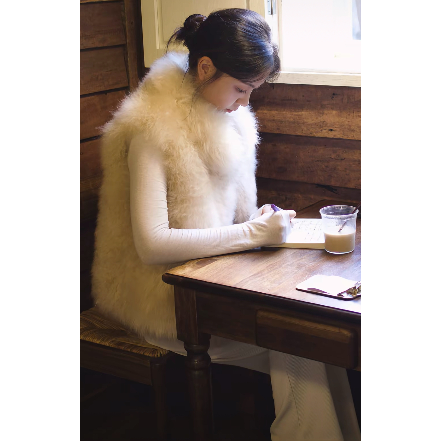 晴山暮雪山环抱皮草马甲皮毛一体御寒背心毛毛短款外套女冬