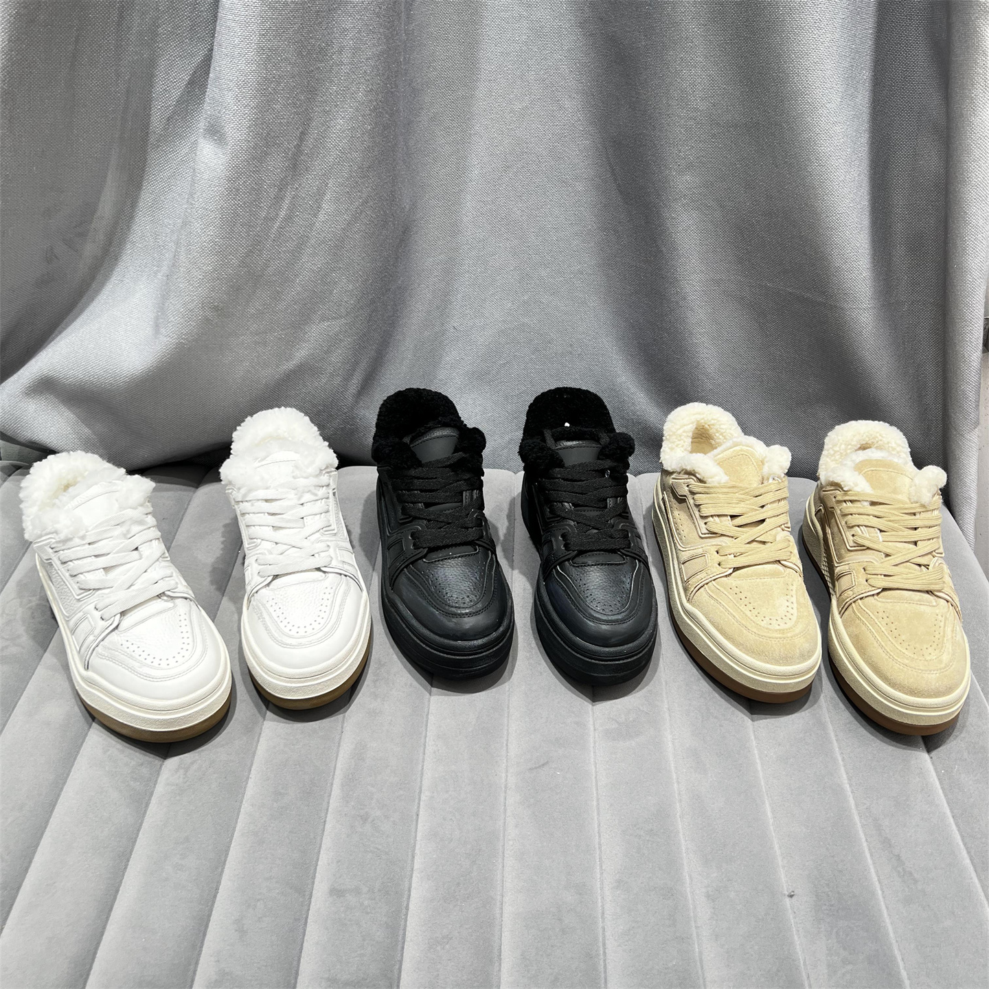 乐魔真皮加绒保暖德训鞋休闲板鞋