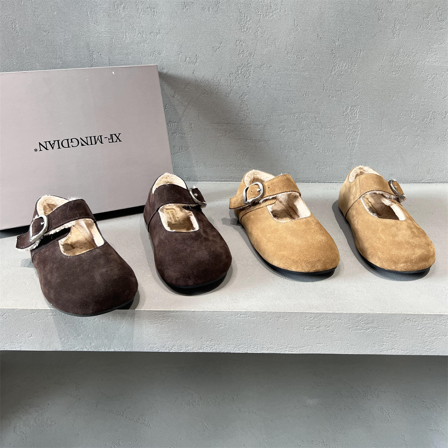 真皮内增高羊毛保暖棉鞋勃肯鞋潮