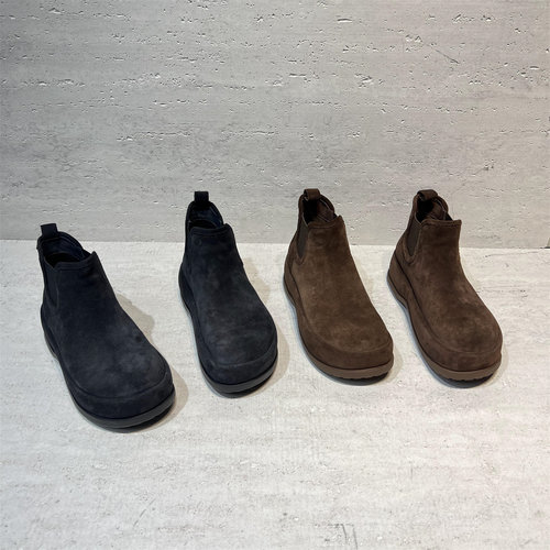 真皮厚底内增高切尔西短靴马丁靴