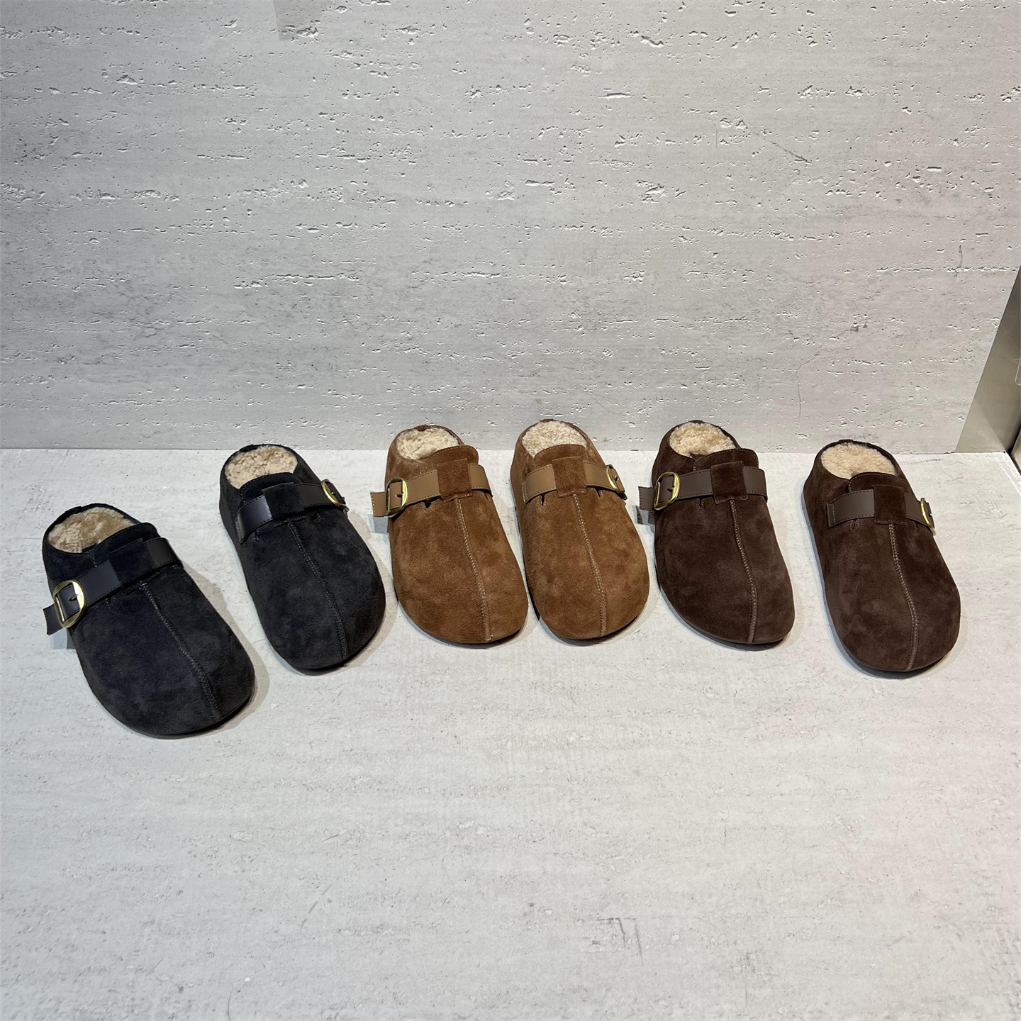 真皮厚底羊毛保暖勃肯拖包头拖鞋