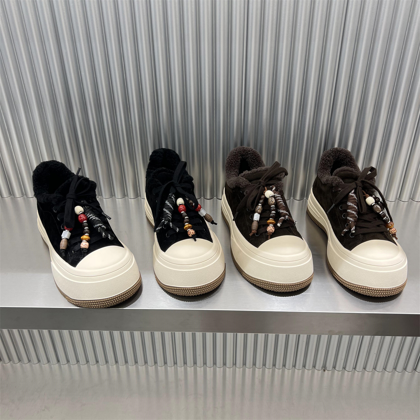 真皮厚底加绒保暖棉鞋休闲板鞋潮