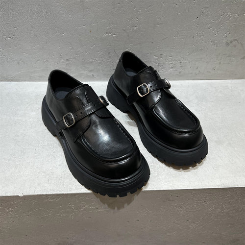 乐魔真皮厚底英伦风乐福鞋皮单鞋