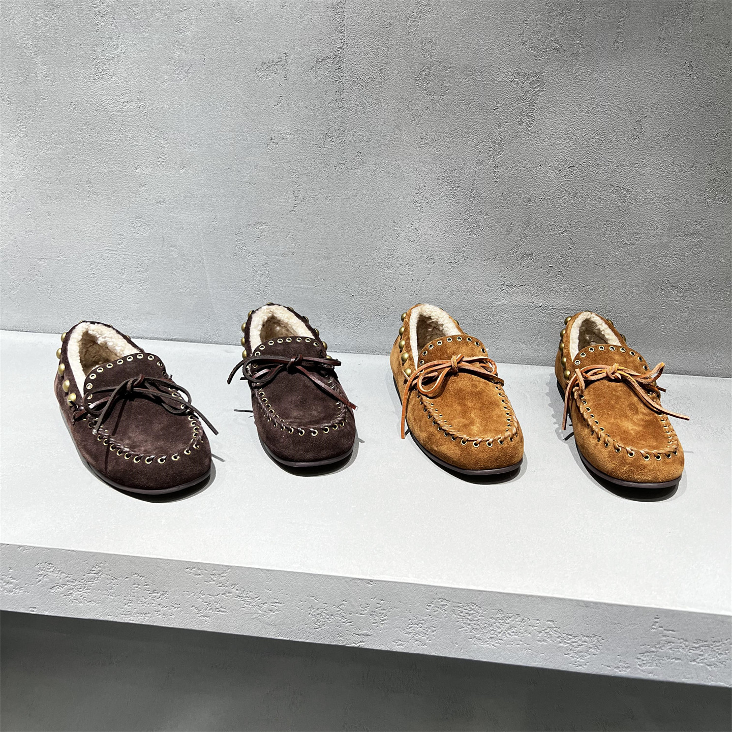 欧洲站女鞋2025冬新款欧货真皮蝴蝶结羊毛加绒保暖棉鞋平底豆豆鞋,女鞋,乐福鞋（豆豆鞋）,淘宝优惠券,粉丝福利购,淘宝优惠卷