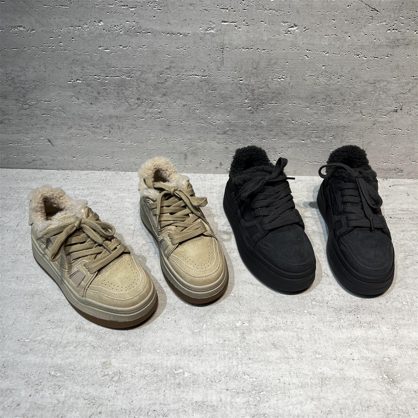 真皮厚底加绒保暖棉鞋休闲板鞋潮