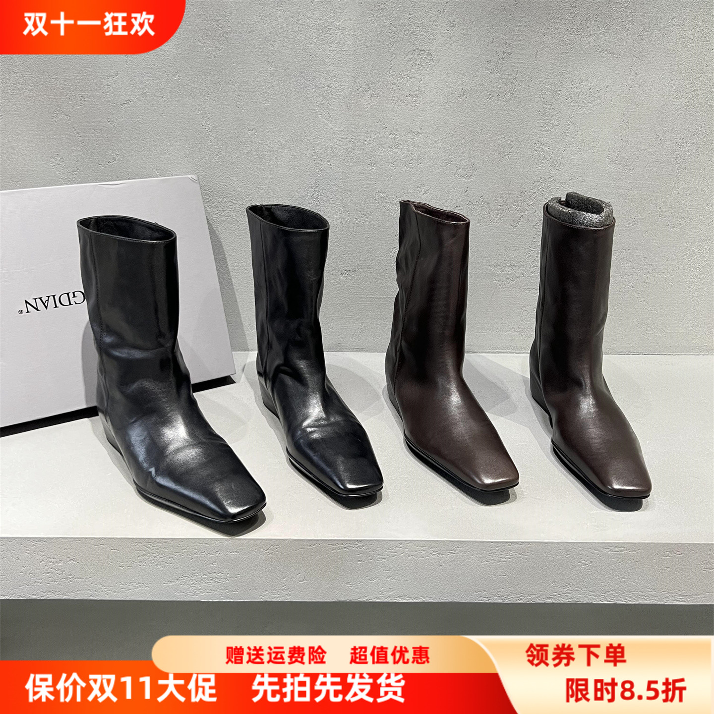 真皮内增高显瘦时尚短靴马丁靴潮