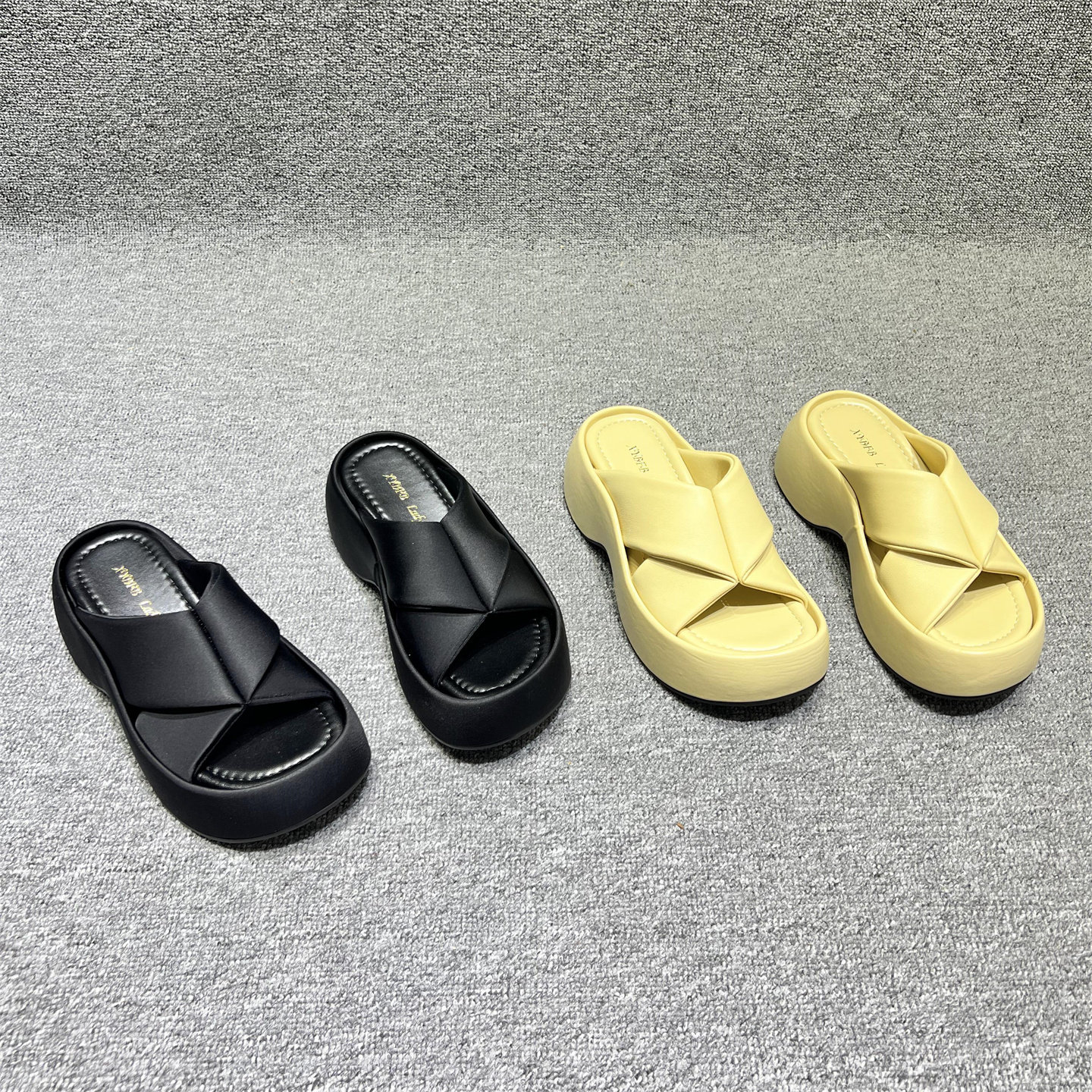 欧洲站女2026夏新款欧货真皮交叉带厚底一字拖凉鞋露趾沙滩凉拖鞋