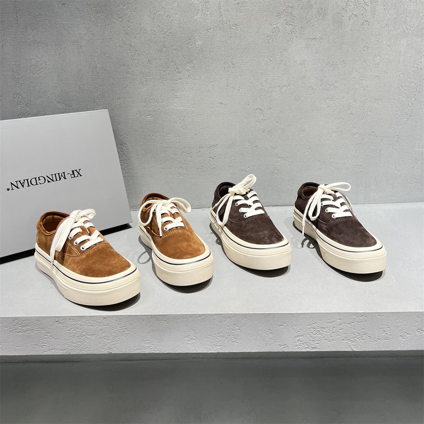 真皮系带厚底德训鞋休闲板鞋欧货