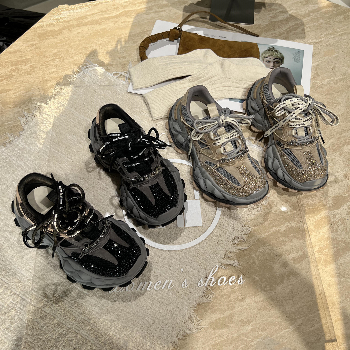 欧洲站真皮时尚休闲鞋老爹鞋