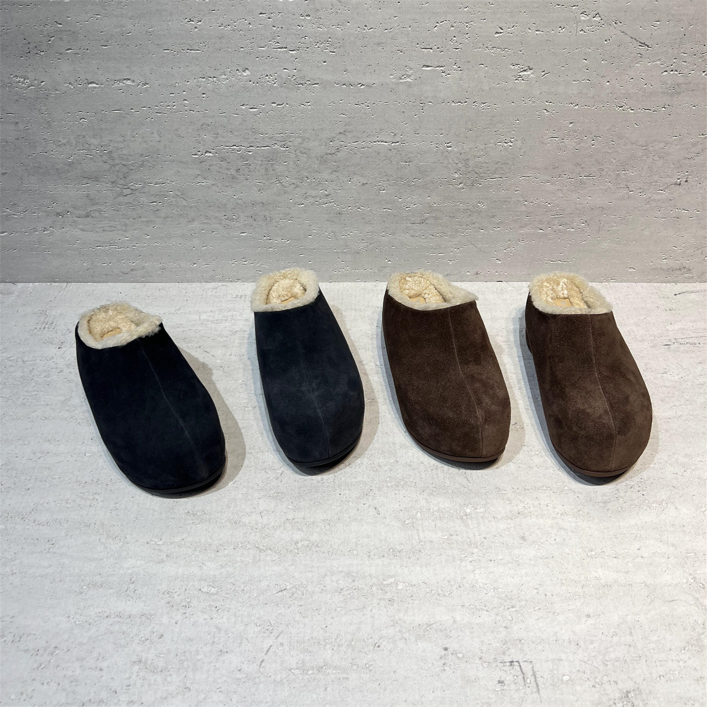 欧洲站女2025秋冬新款真皮磨砂皮羊羔毛厚底增高勃肯拖外穿半拖鞋